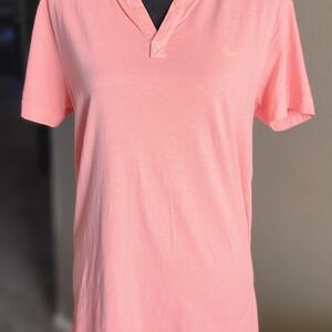 PINK Victoria's Secret Coral V‑Neck Polo Tee